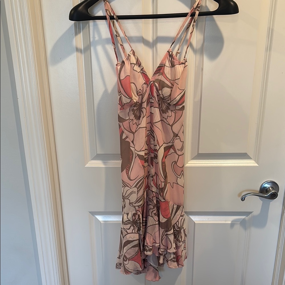 Floral Pink and Brown Dress